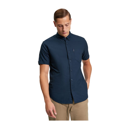 Dark Navy - Front - Ben Sherman Mens Signature Oxford Short-Sleeved Shirt