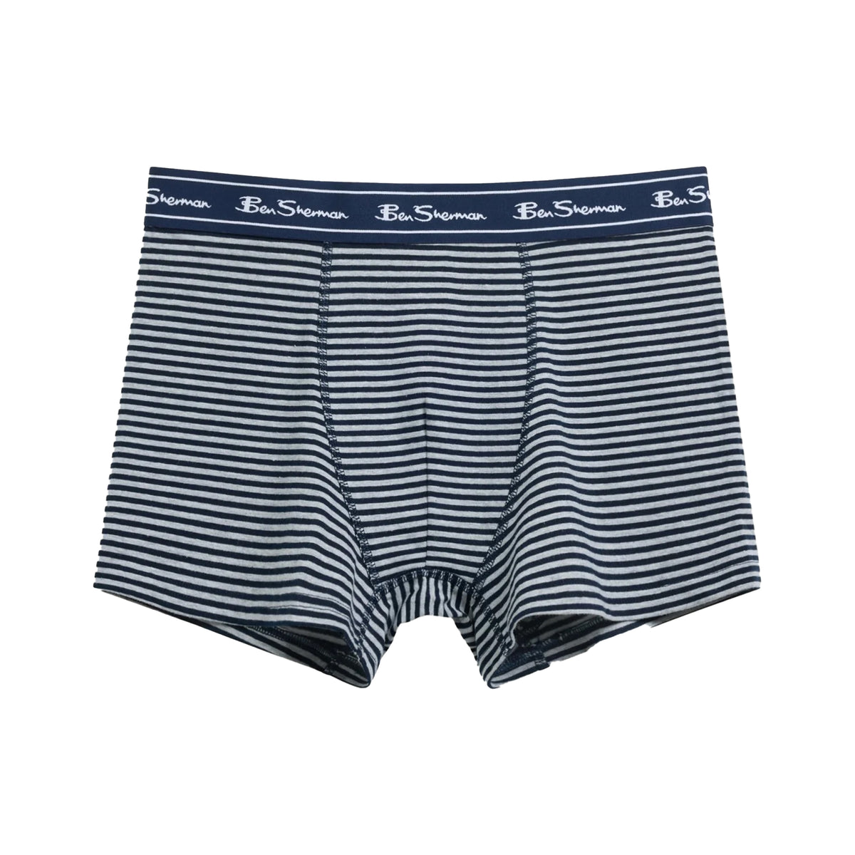 Grey - Back - Ben Sherman Mens Signature Striped Modern Boxer Shorts (Pack of 3)