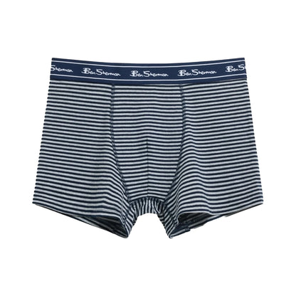 Grey - Back - Ben Sherman Mens Signature Striped Modern Boxer Shorts (Pack of 3)