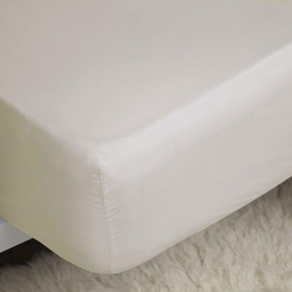 Ivory - Back - Belledorm 200 Thread Count Cotton Percale Extra Deep Fitted Sheet