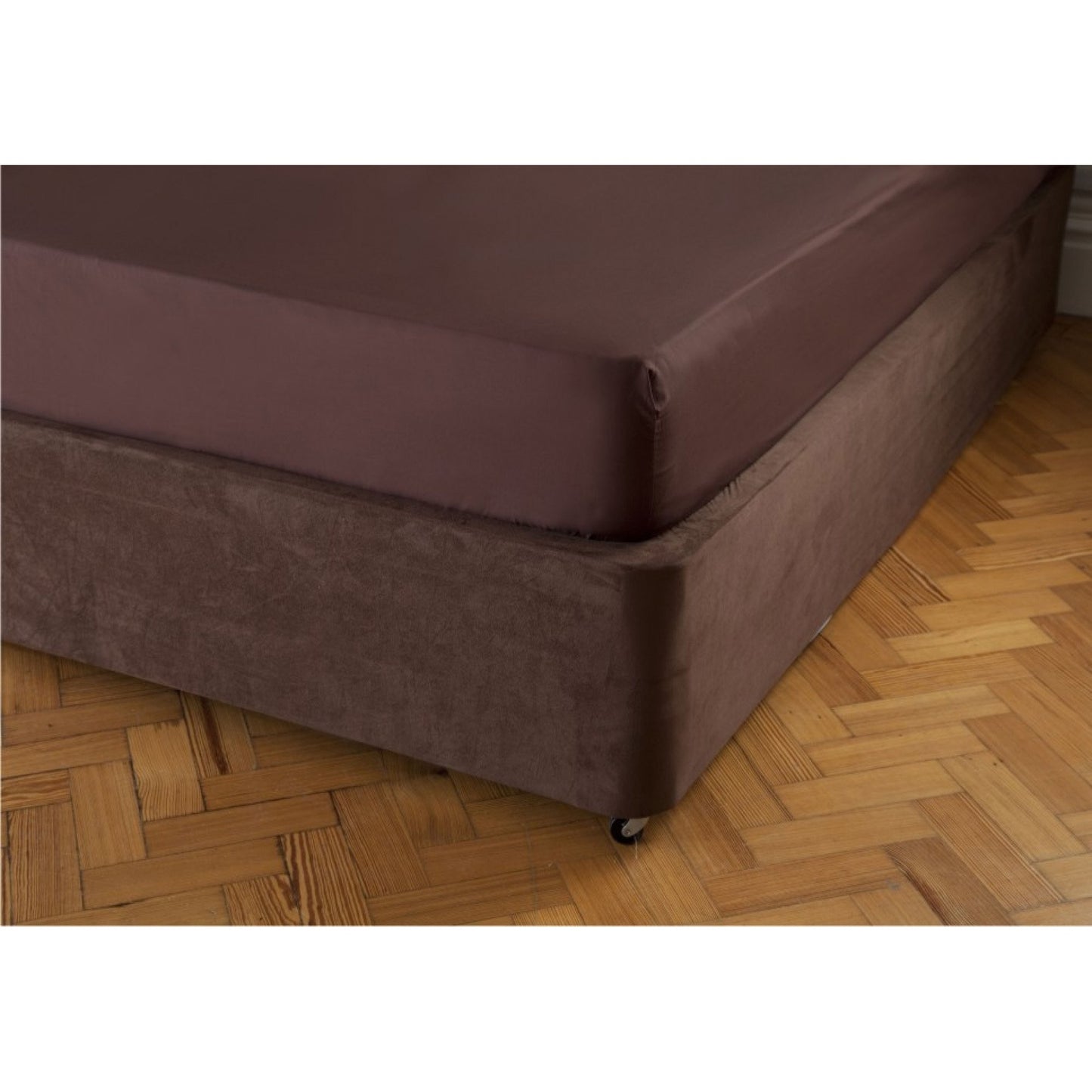 Chocolate Brown - Back - Belledorm Faux Suede Divan Base Wrap (15in)