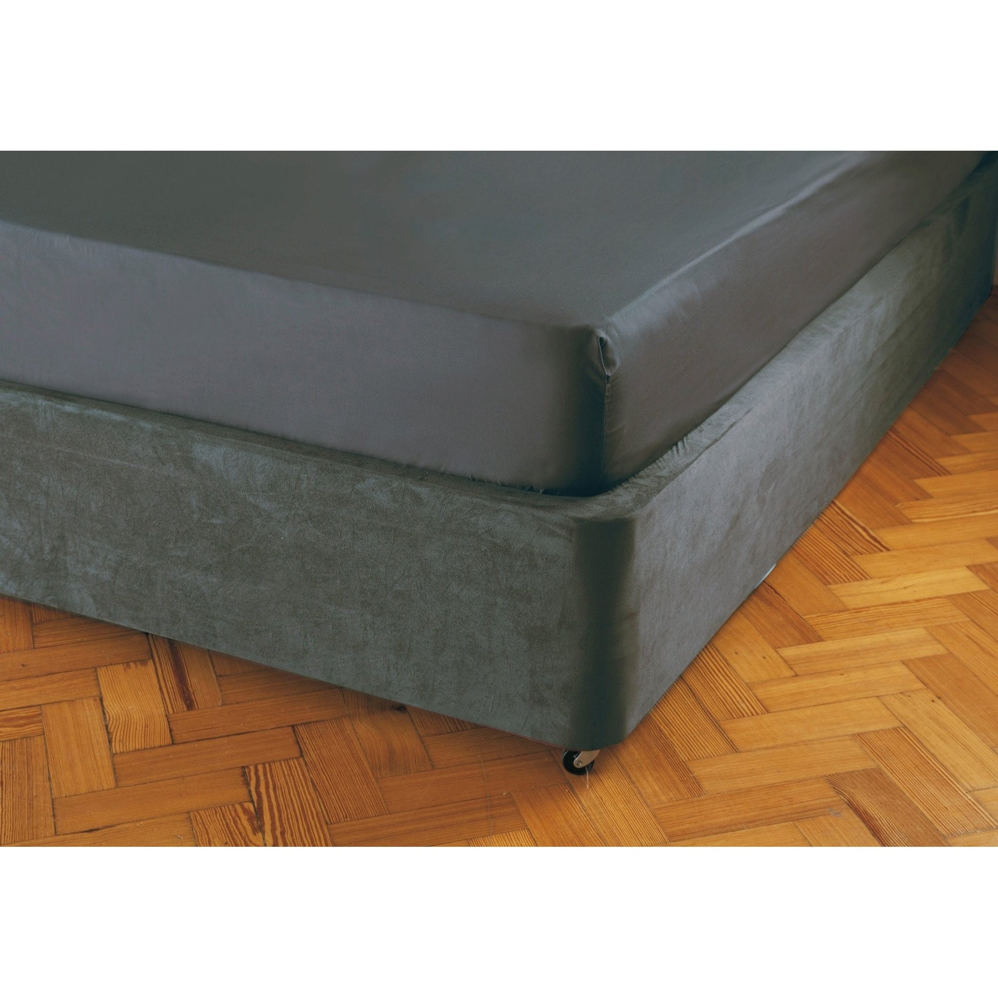 Charcoal - Back - Belledorm Faux Suede Divan Base Wrap (19in)