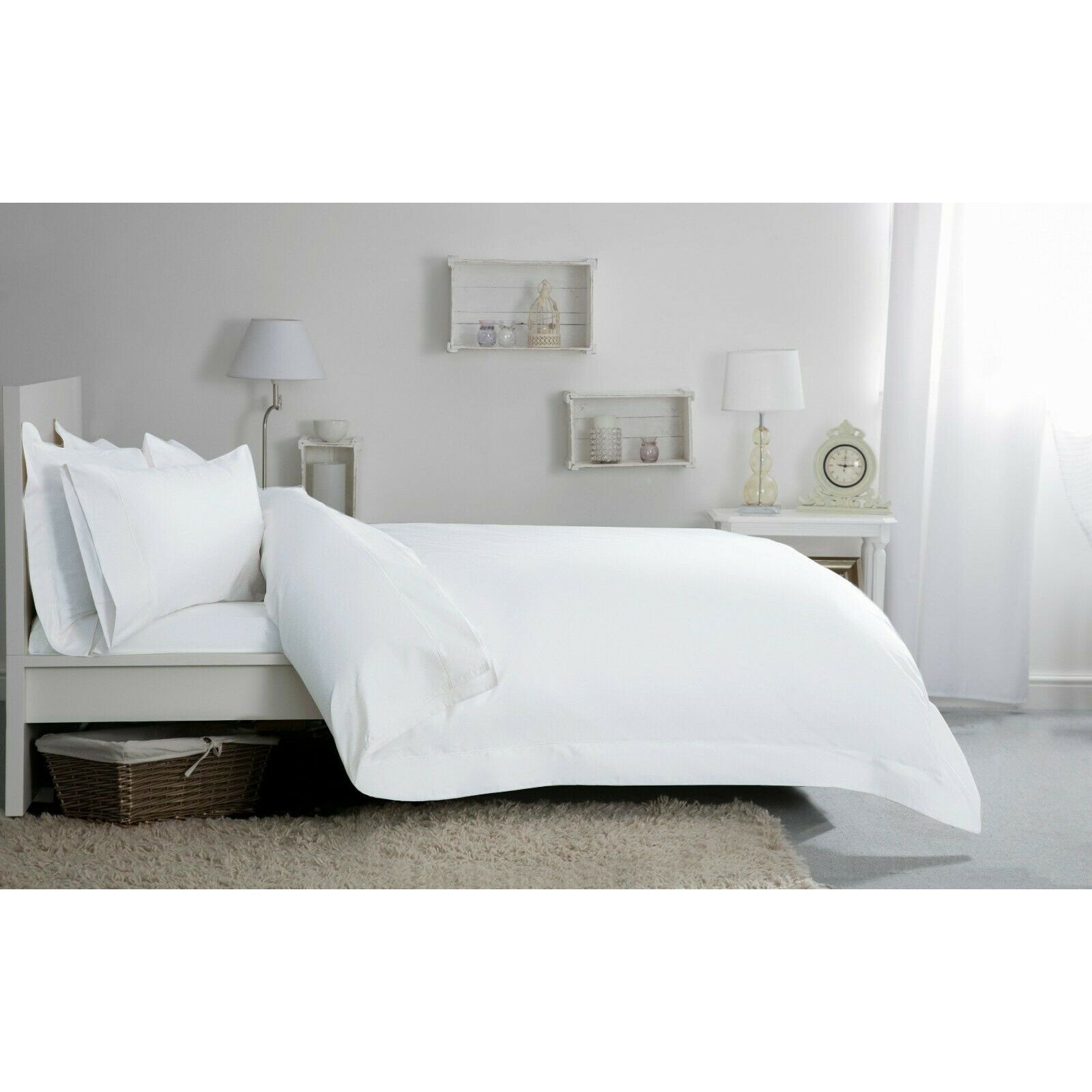 White - Back - Belledorm 400 Thread Count Egyptian Cotton Ultra Deep Fitted Sheet