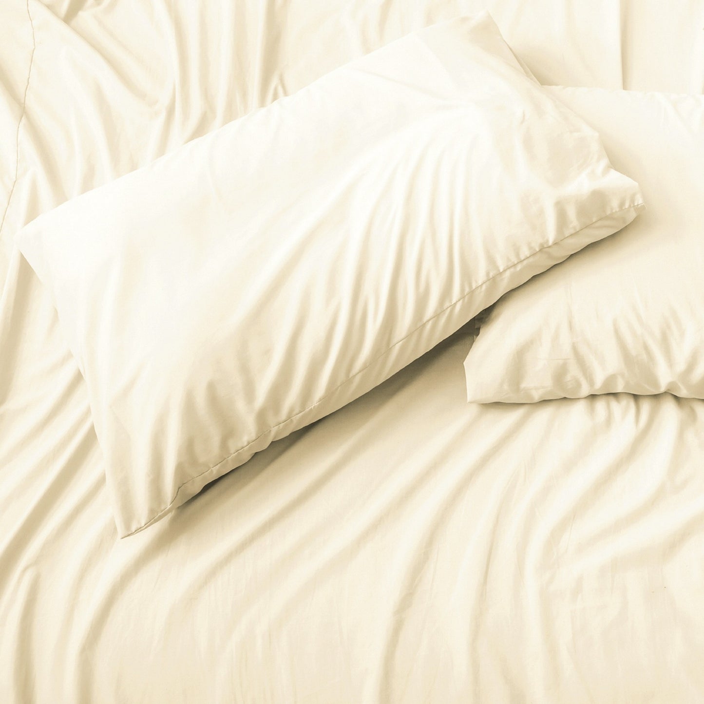 Ivory - Front - Belledorm Jersey Cotton Housewife Pillowcases (Pair)