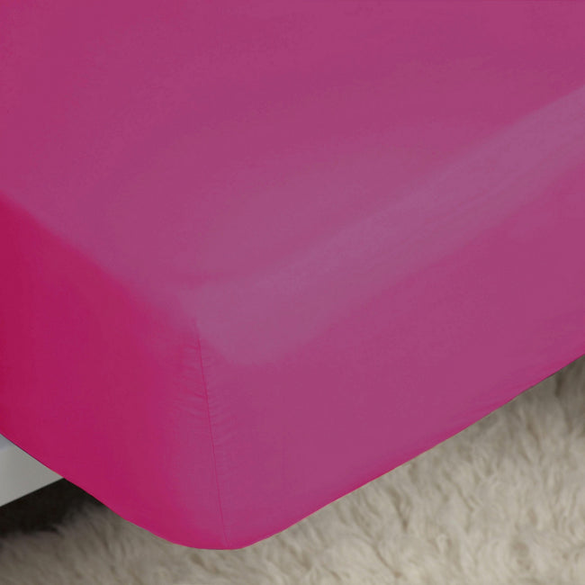 Fuchsia - Back - Belledorm Easycare Percale Fitted Sheet