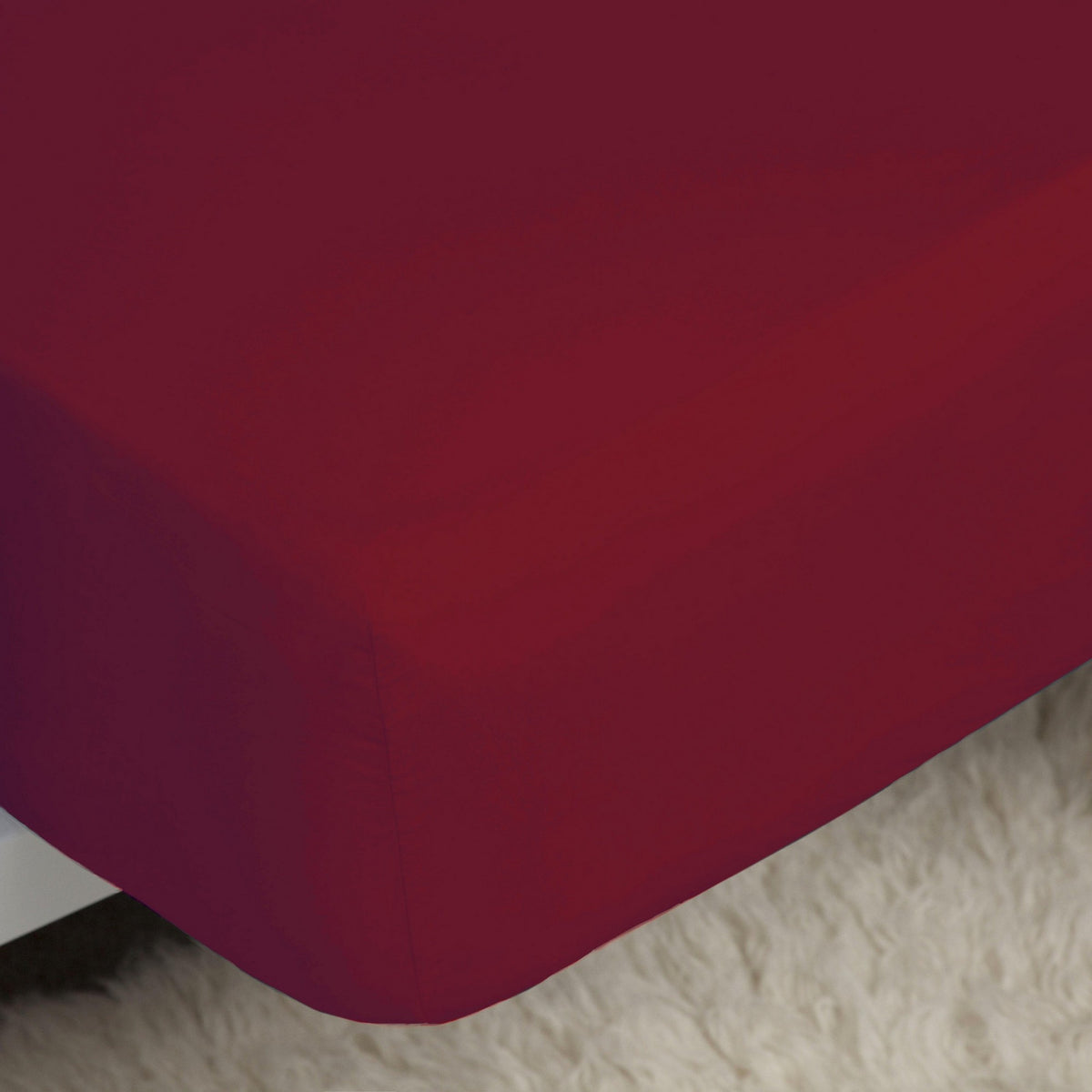 Red - Back - Belledorm Easycare Percale Fitted Sheet
