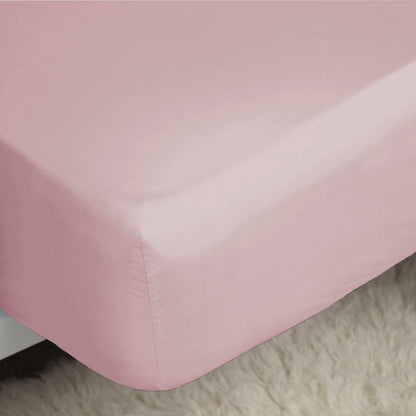 Blush - Back - Belledorm Easycare Percale Fitted Sheet
