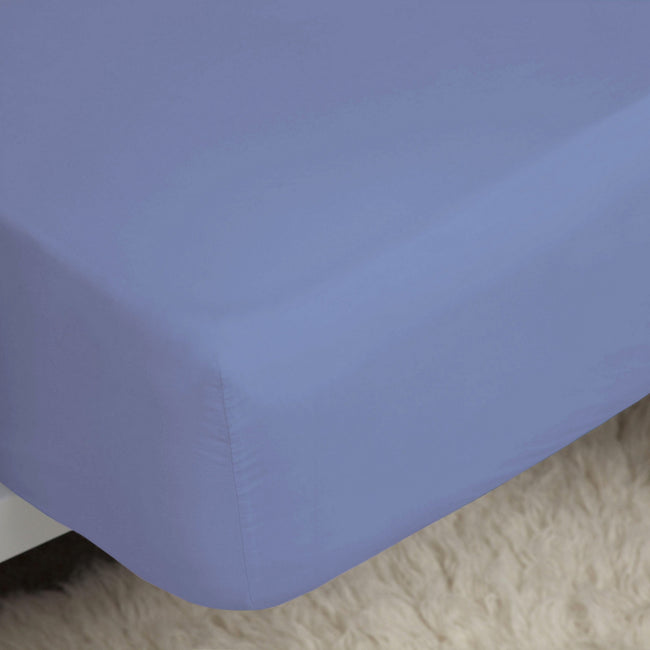 Sky Blue - Back - Belledorm Easycare Percale Fitted Sheet