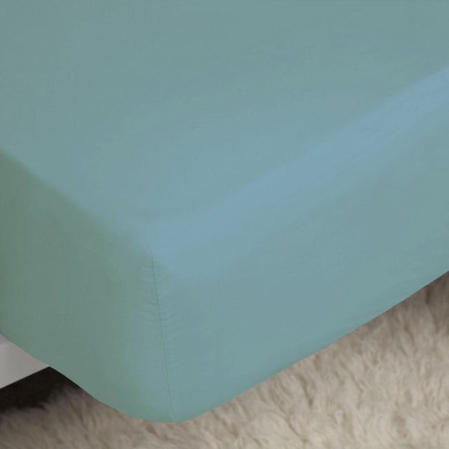 Teal - Back - Belledorm Easycare Percale Fitted Sheet