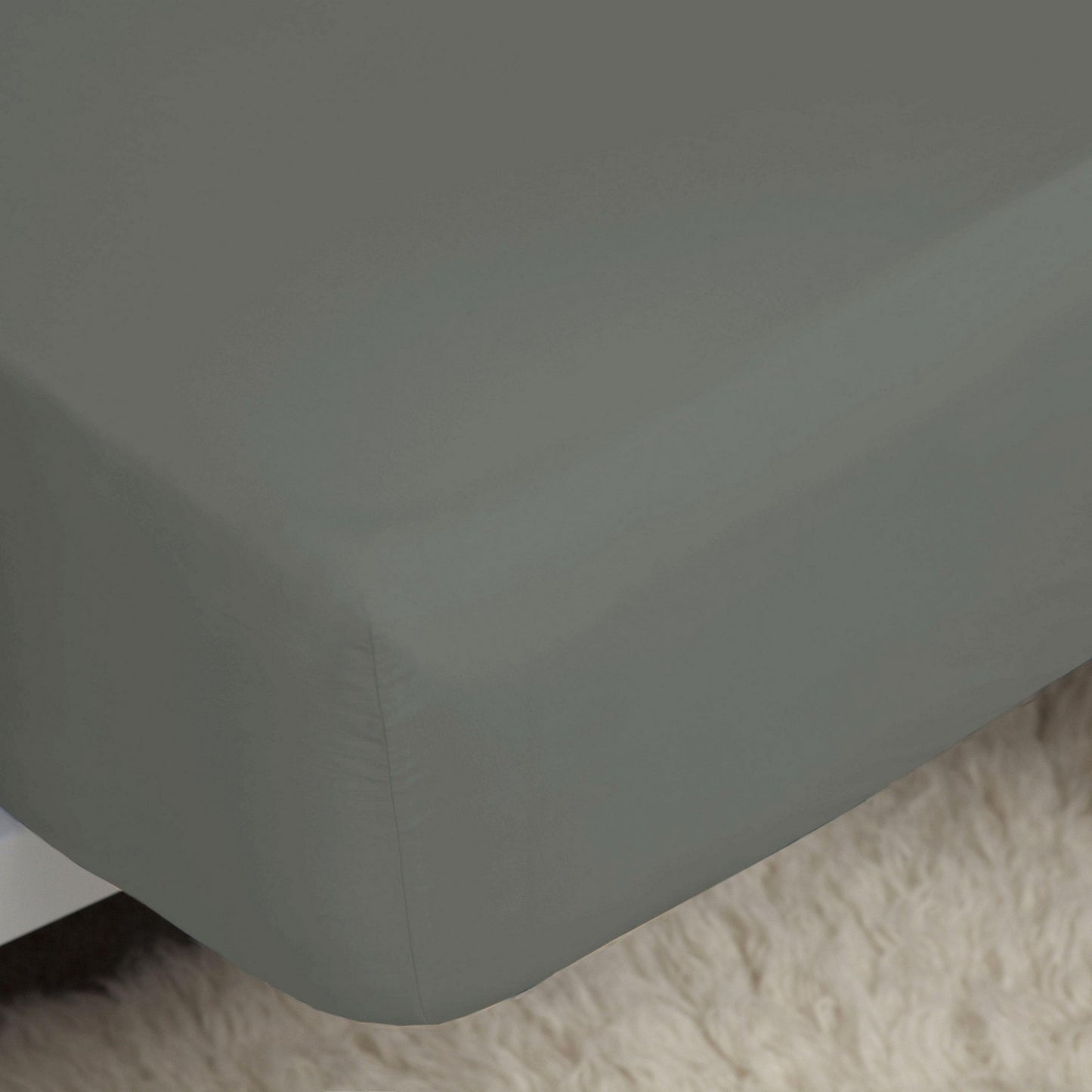 Grey - Side - Belledorm Easycare Percale Extra Deep Fitted Sheet