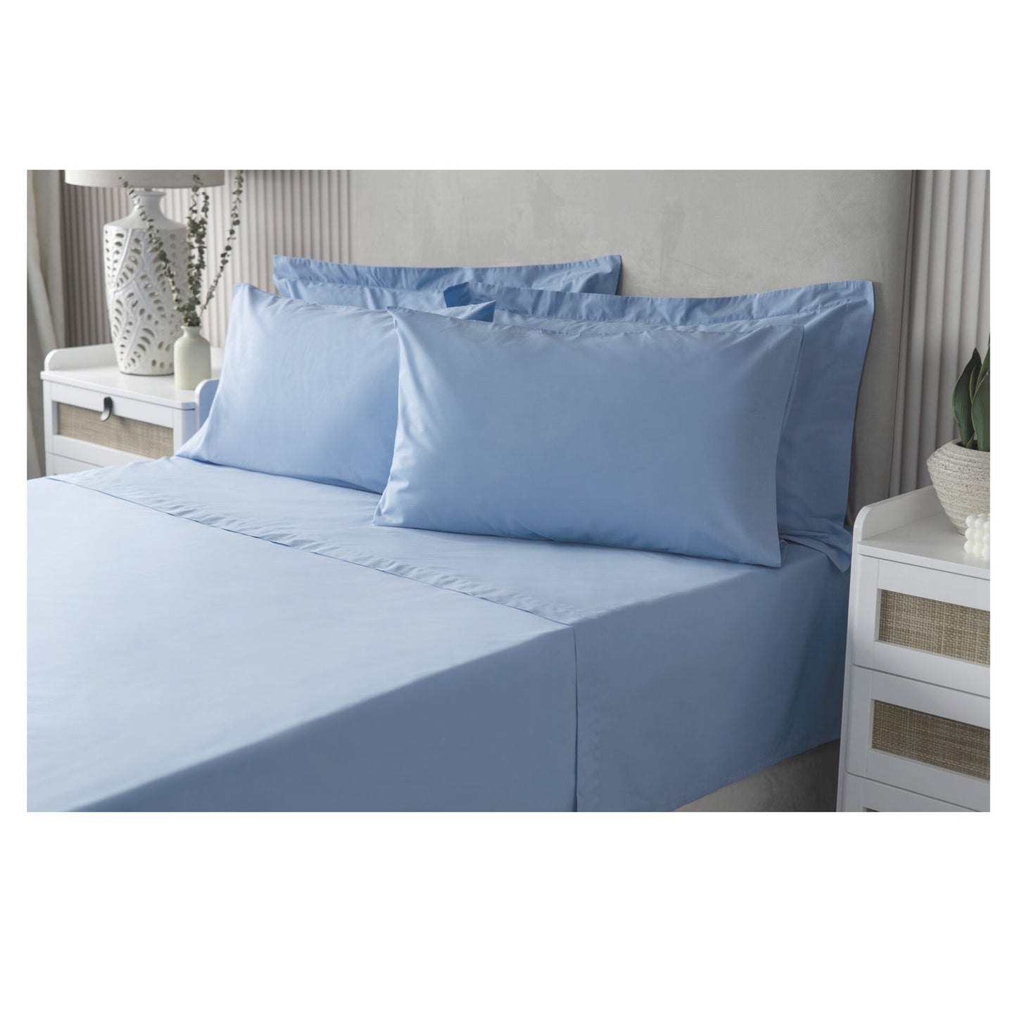 Sky Blue - Back - Belledorm Easycare Percale Platform Valance