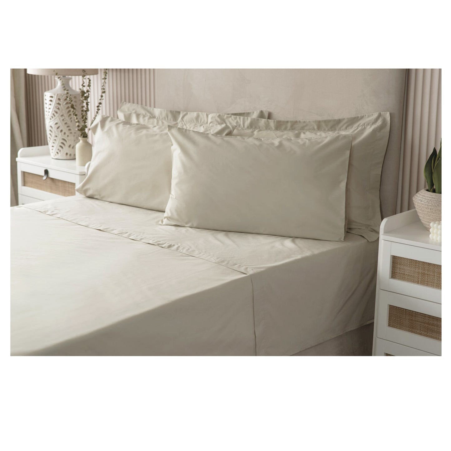 Mushroom - Back - Belledorm Easycare Percale Platform Valance
