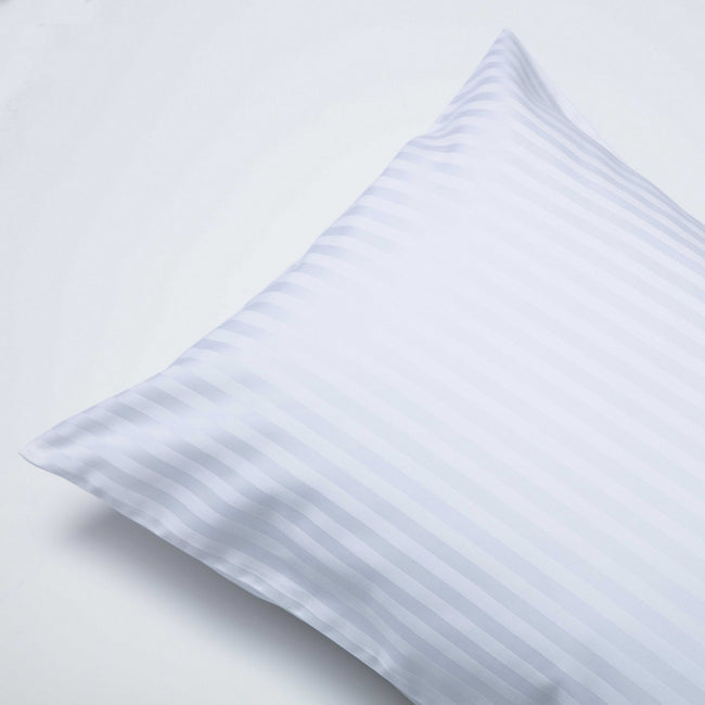 White - Back - Belledorm 540 Thread Count Satin Stripe Housewife Pillowcases (Pair)