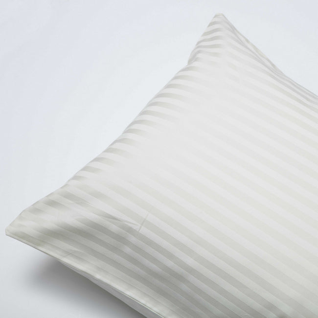 Ivory - Back - Belledorm 540 Thread Count Satin Stripe Housewife Pillowcases (Pair)