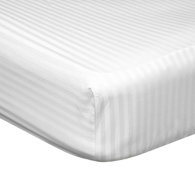 White - Front - Belledorm 540 Thread Count Satin Stripe Extra Deep Fitted Sheet