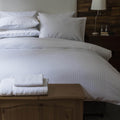 White - Back - Belledorm 540 Thread Count Satin Stripe Duvet Cover Set