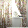 Ivory-Pink-Green - Front - Belledorm Rose Boutique Lined Curtains