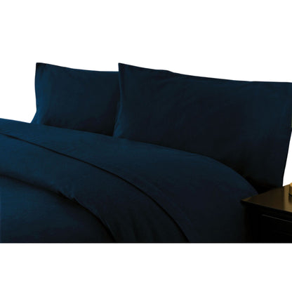 Navy - Front - Belledorm Brushed Cotton Housewife Pillowcase (Pair)
