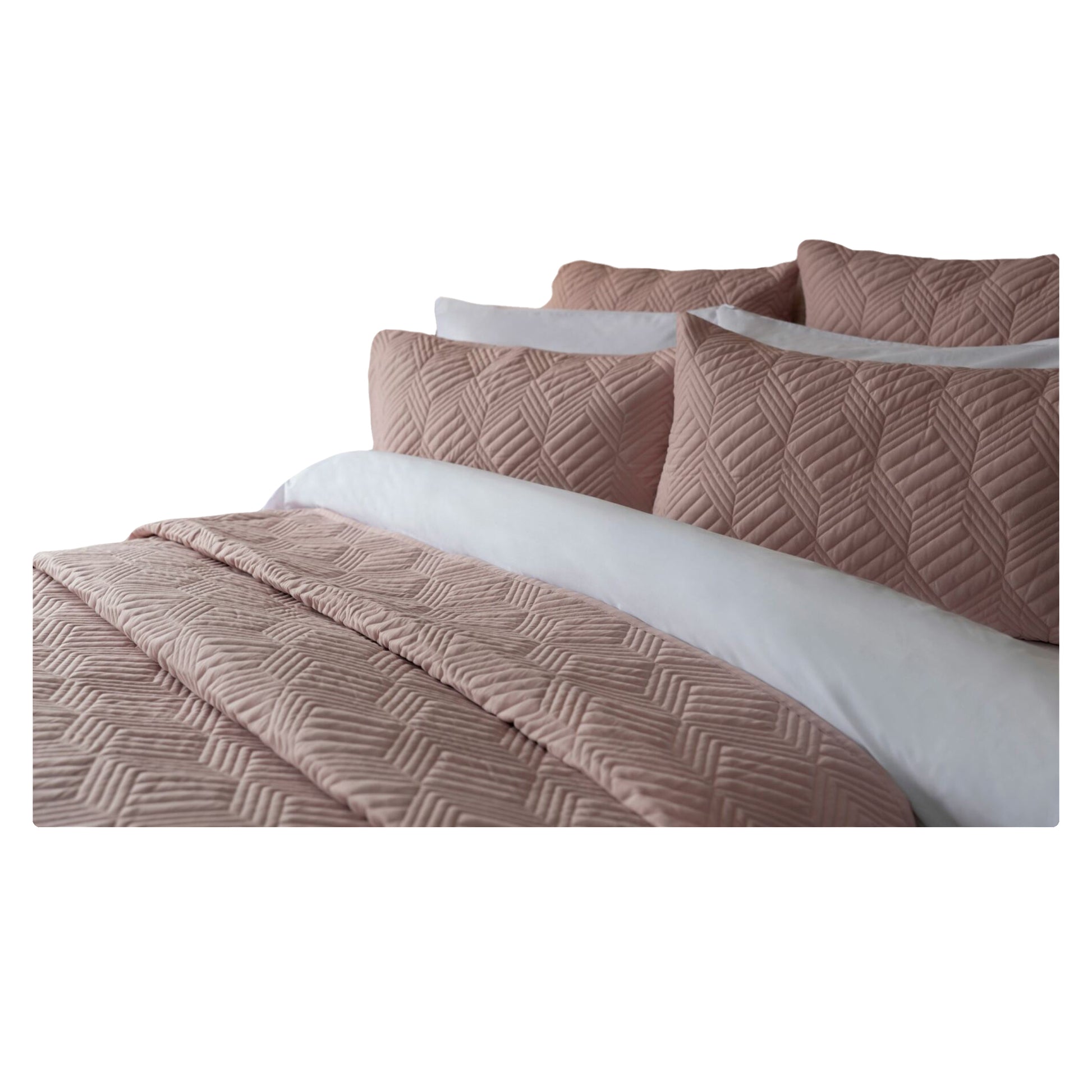 Blush - Back - Belledorm Lisbon Chevron Bedspread