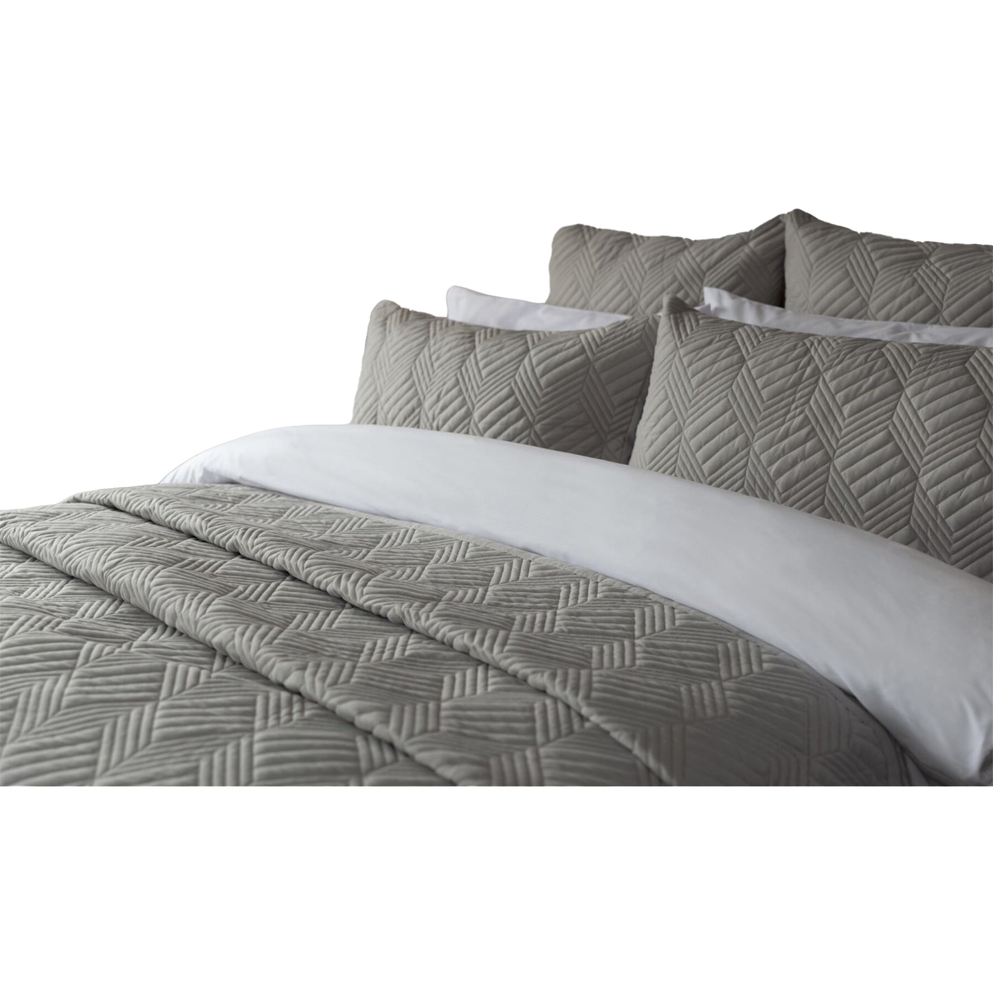 Soft Grey - Back - Belledorm Lisbon Chevron Bedspread