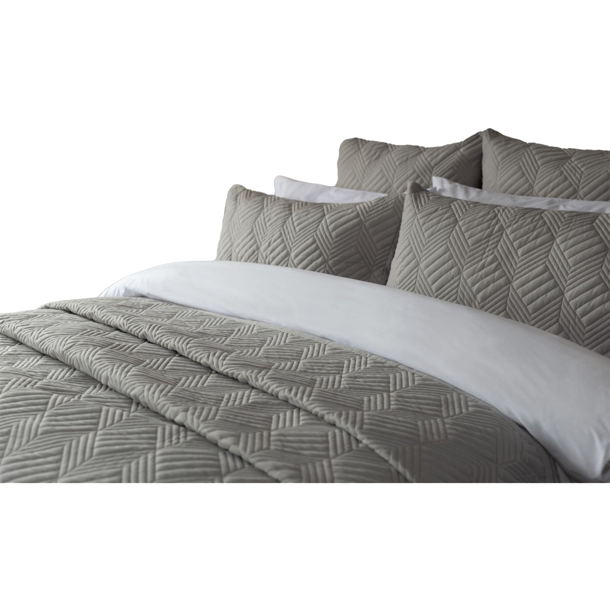 Soft Grey - Back - Belledorm Lisbon Chevron Bedspread