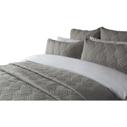 Soft Grey - Back - Belledorm Lisbon Chevron Bedspread