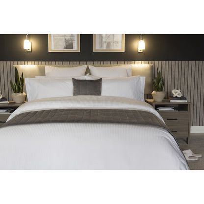 White - Back - Belledorm Hotel Soho Pinstripe Duvet Cover Set