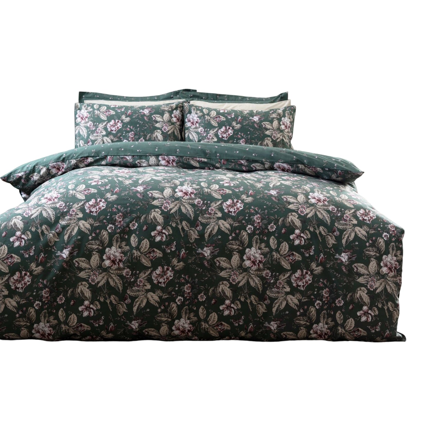 Bottle Green - Front - Belledorm Aiyla Duvet Cover Set