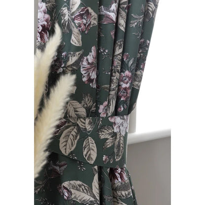 Bottle Green - Back - Belledorm Aiyla Pencil Pleat Curtains (Pack Of 2)