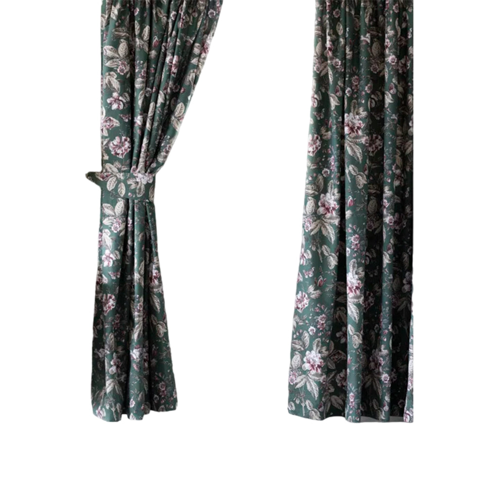 Bottle Green - Front - Belledorm Aiyla Pencil Pleat Curtains (Pack Of 2)