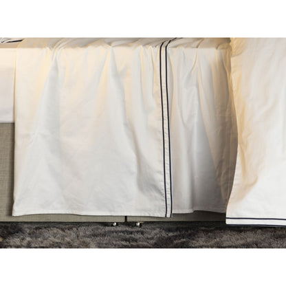 Navy - Front - Belledorm Savoy Embroidered Detail Flat Sheet