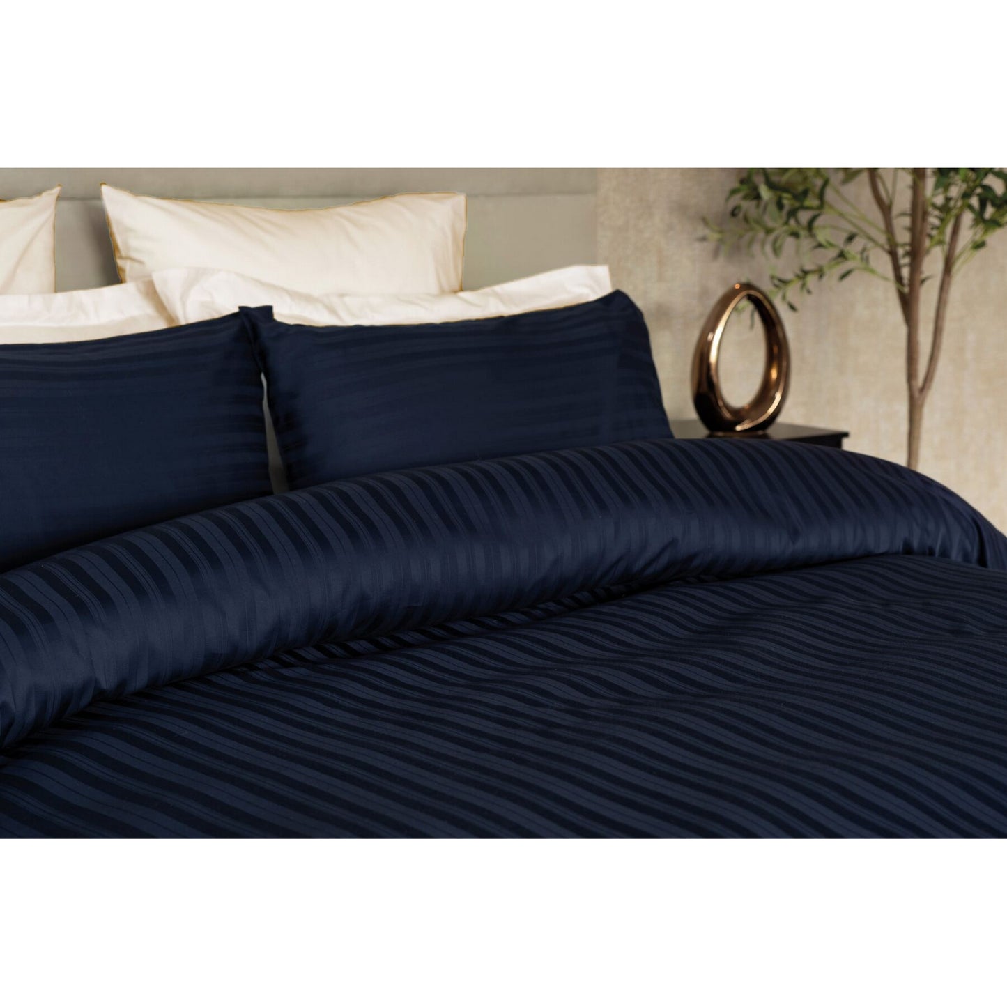 Navy - Back - Belledorm Hotel Tribeca Duvet Cover Set