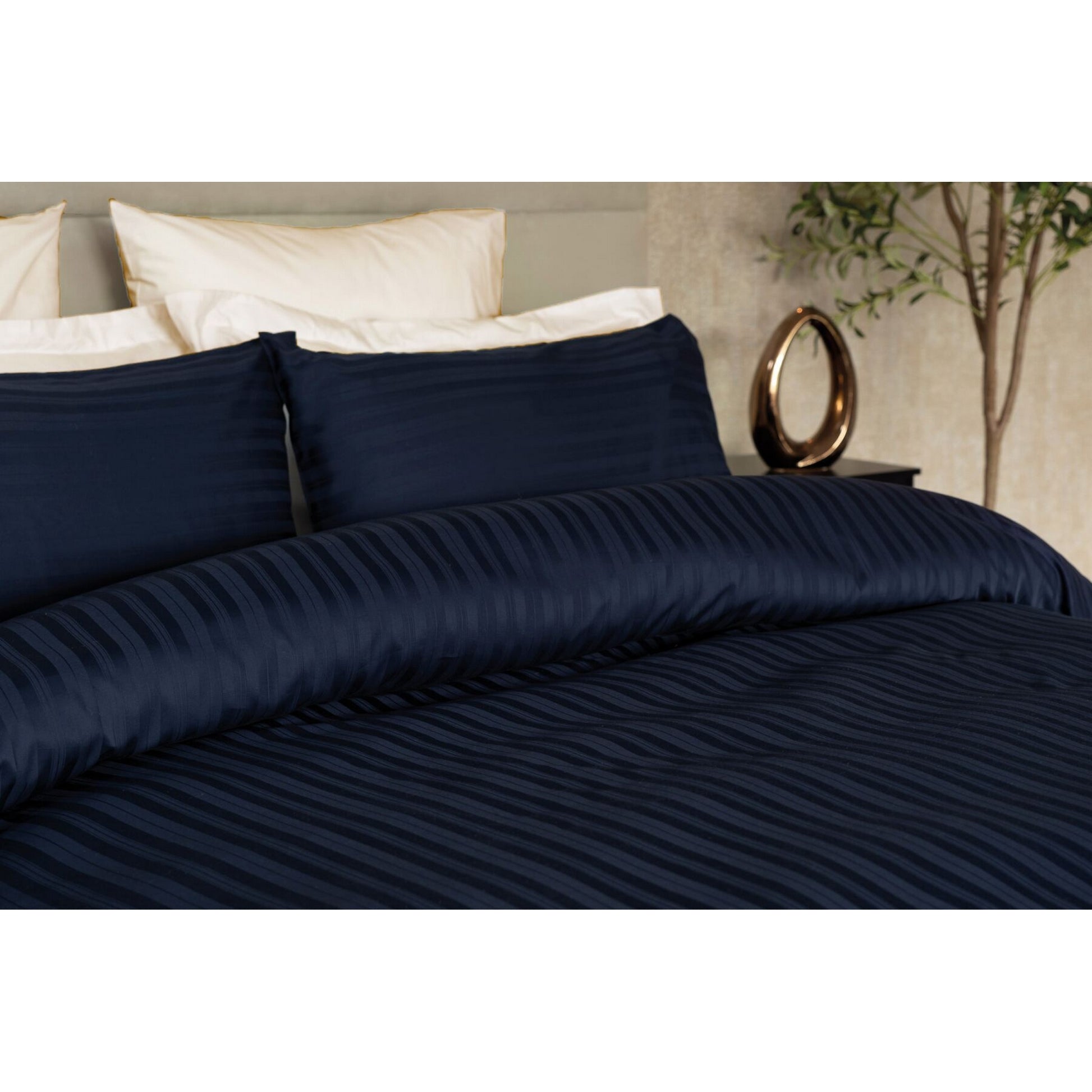 Navy - Back - Belledorm Hotel Tribeca Duvet Cover Set