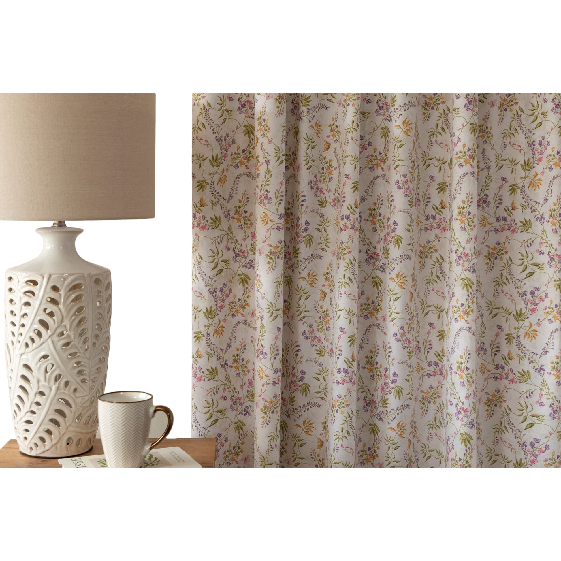 Multicoloured - Back - Belledorm Kira Curtains (Pack of 2)