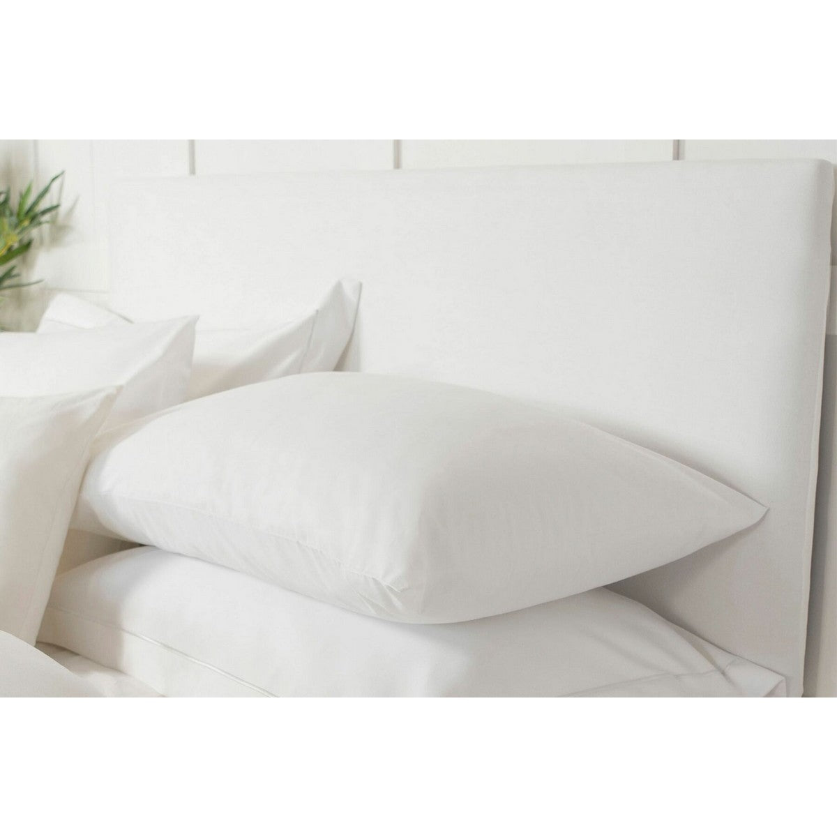 White - Front - Belledorm Faux Suede Plain Headboard Cover