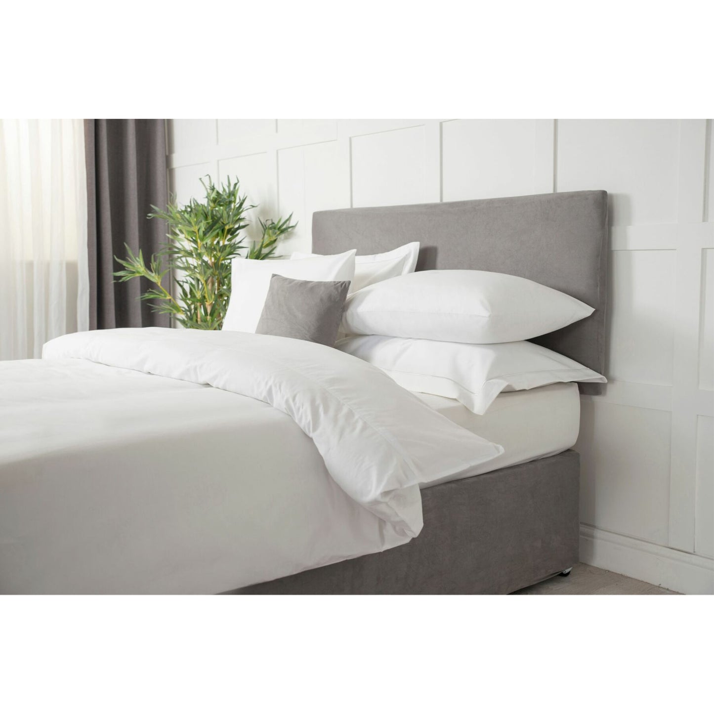 Charcoal - Back - Belledorm Faux Suede Plain Headboard Cover