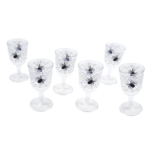 Clear-Black - Front - Bristol Novelty Spiderweb Goblets (Pack Of 6)