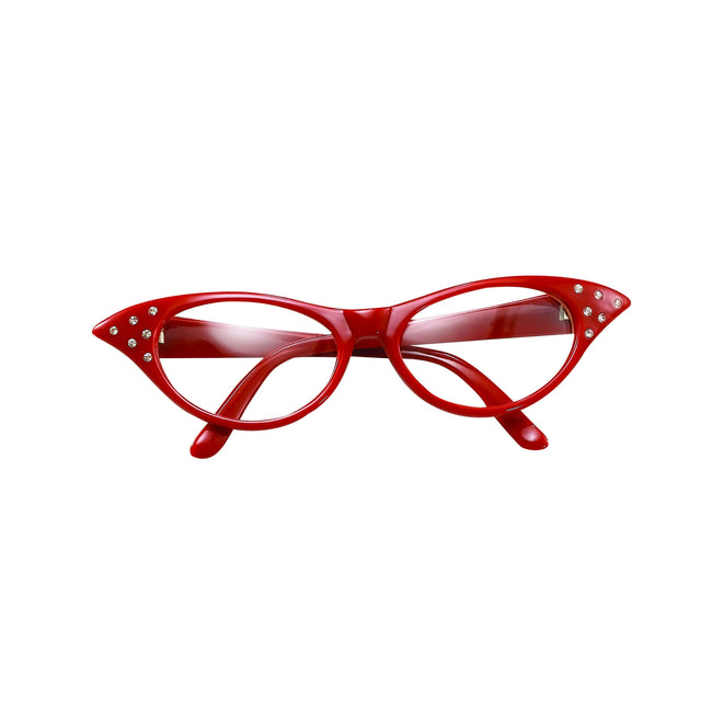 Red - Front - Bristol Novelty Womens-Ladies 50s Female Glasses