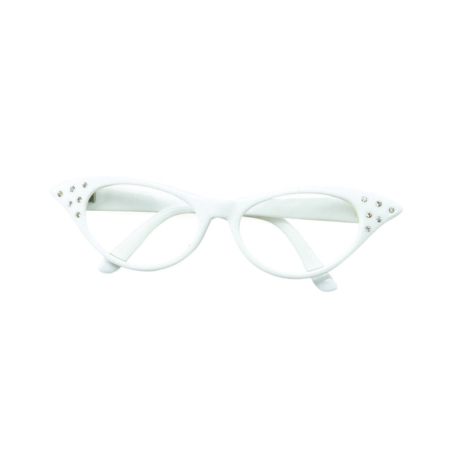 White - Front - Bristol Novelty Womens-Ladies 50s Female Glasses