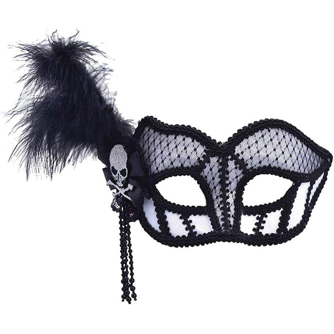 Black - Front - Bristol Novelty Womens-Ladies Skull And Crossbones Masquerade Mask