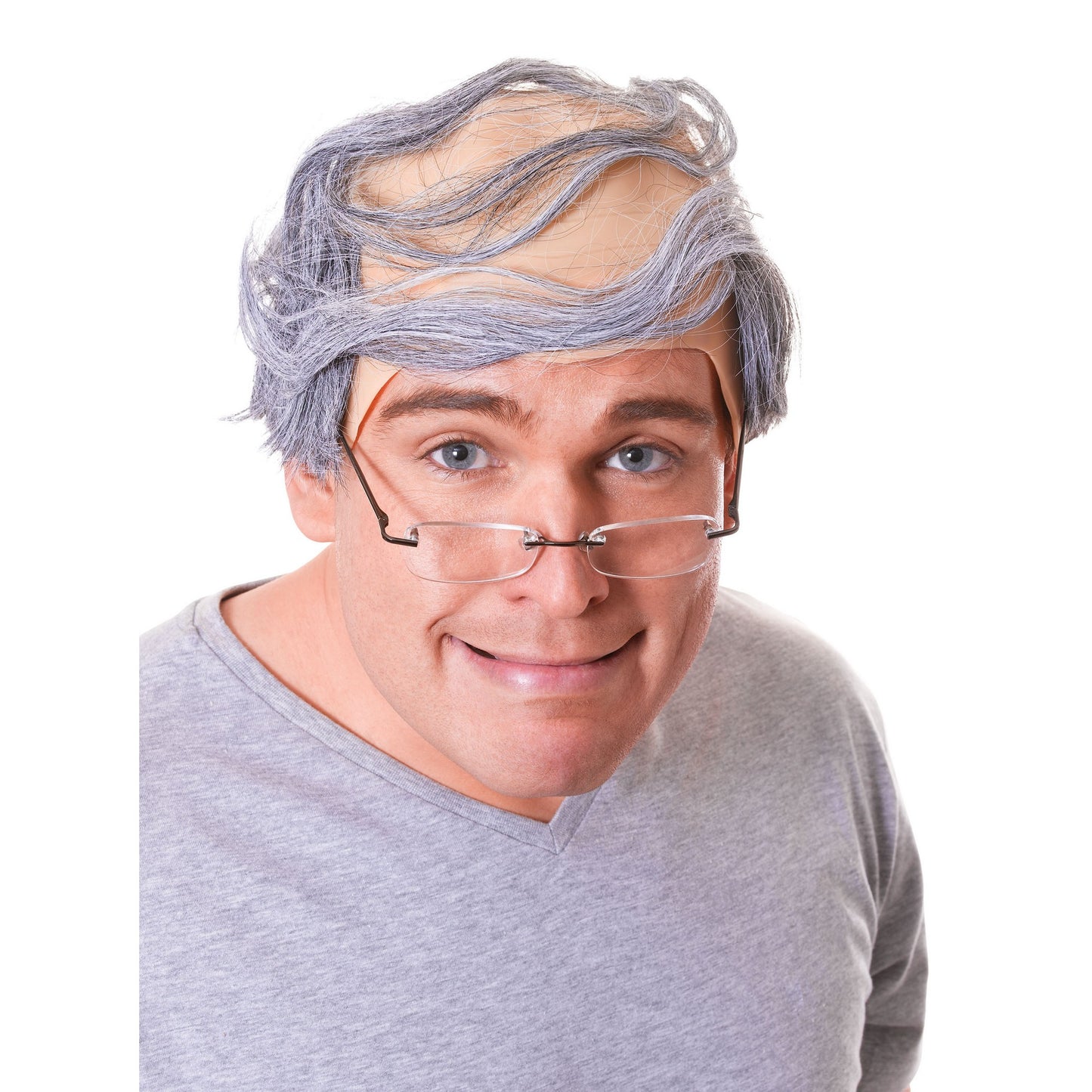 Grey - Front - Bristol Novelty Mens Nearly Bald Man Wig