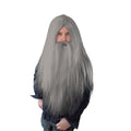 Grey - Side - Bristol Novelty Mens Long Wizard Wig And Beard