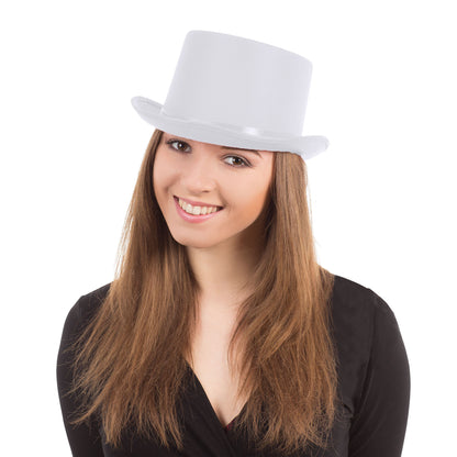 White - Back - Bristol Novelty Unisex Satin Top Hat
