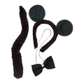 Brown-Black - Back - Bristol Novelty Unisex Mouse Ears Bow Tie And Tail Accessories Set