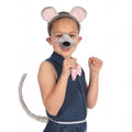 Grey-Pink - Back - Bristol Novelty Unisex Mouse Ears Nose Bow Tie And Tail Set With Sound