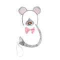 Grey-Pink - Front - Bristol Novelty Unisex Mouse Ears Nose Bow Tie And Tail Set With Sound