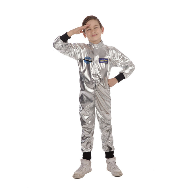 Silver-Black-Blue - Front - Bristol Novelty Childrens-Kids Astronaut Jumpsuit Costume