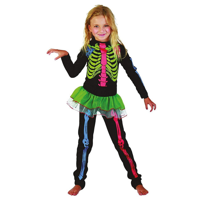 Multicoloured - Front - Bristol Novelty Childrens-Girls Multicoloured Skeleton Costume