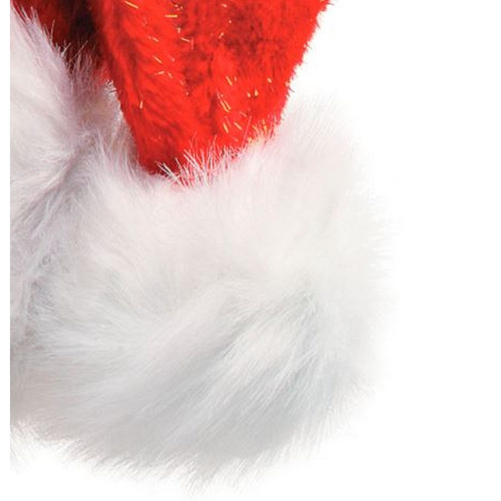 Red-White - Side - Bristol Novelty Unisex Plush Glitter Christmas Santa Hat