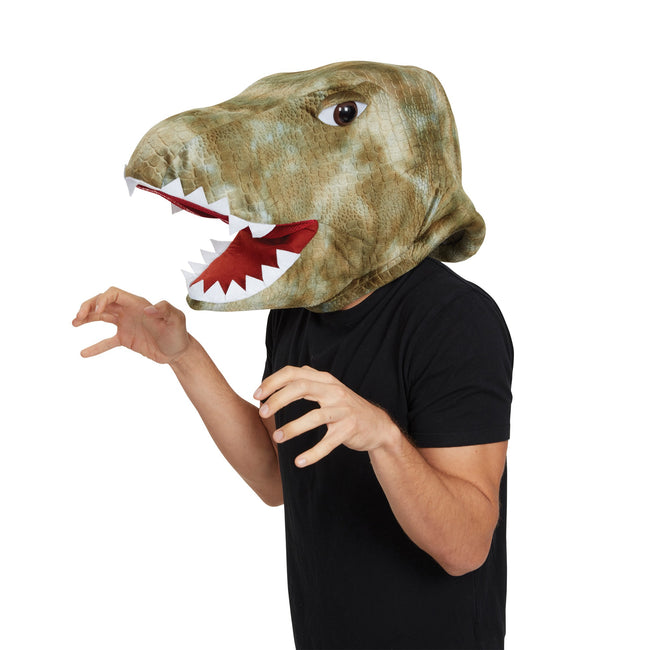 Brown-White - Side - Bristol Novelty Unisex Adults Dinosaur Mascot Mask
